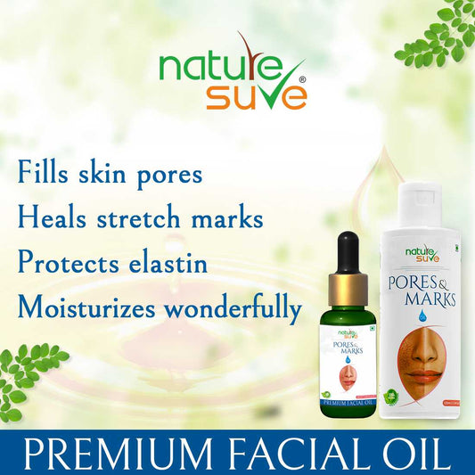 Nature Sure Pores and Marks Facial Oil with SPF 50 Sunscreen, Natural Skin Glow and Ultralight Face Care