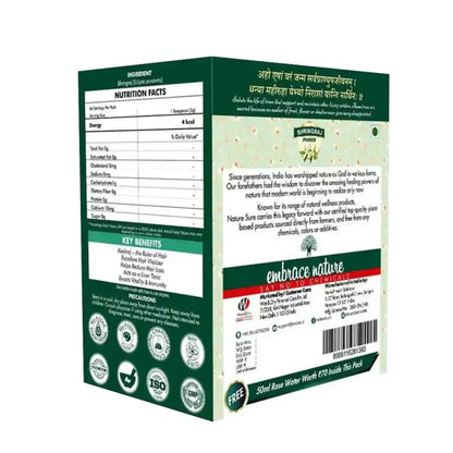 Nature Sure Bhringraj Powder 200g with Rose Water 50ml