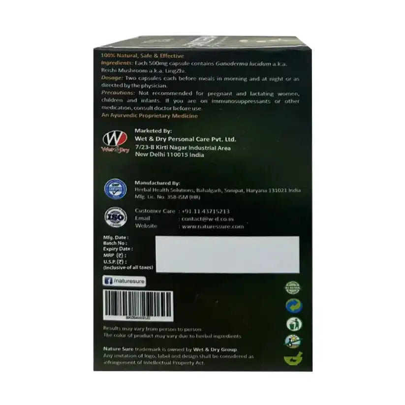 Nature Sure Ganoderma Ling Zhi Reishi Mushroom Capsules for Immunity