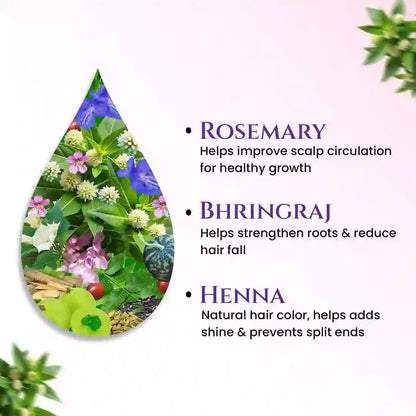 Nature Sure Hair Growth Oil with Rosemary, Bhringraj and Henna For Natural Hair Darkening