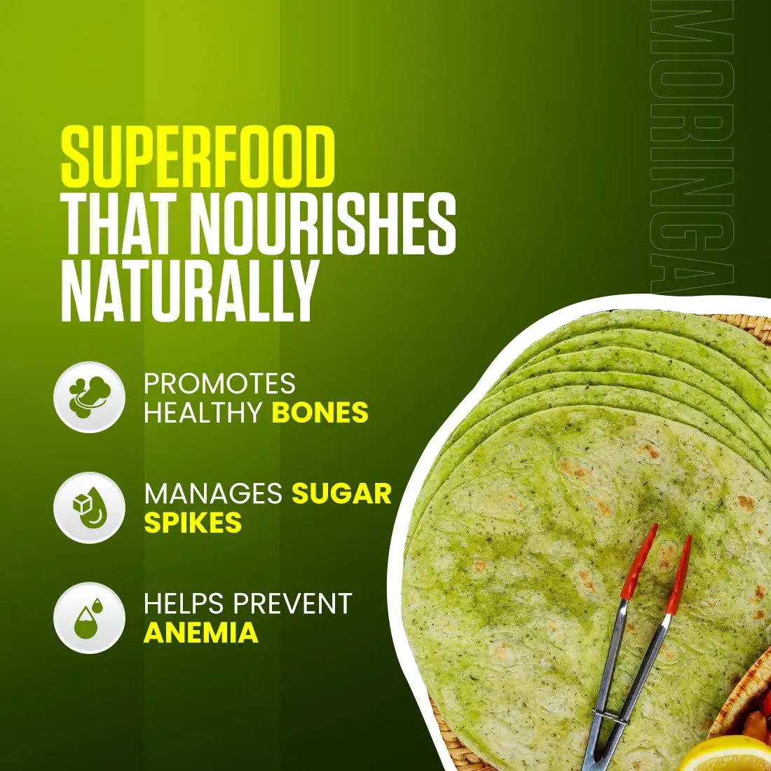 Nature Sure Moringa Leaf Atta Mix Powder for Iron and Calcium Deficiency - 200g