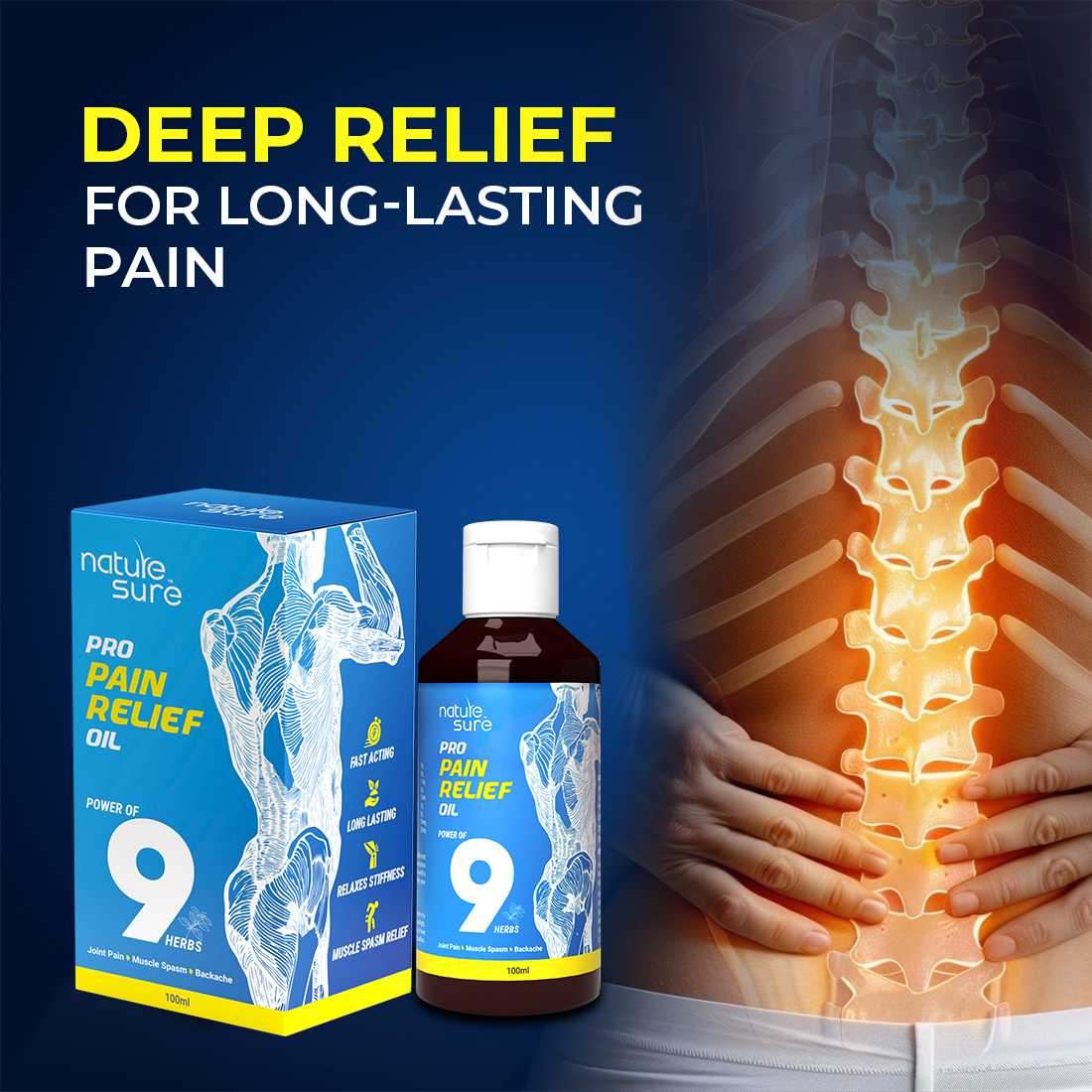 Nature Sure Pro Pain Relief Oil Ayurvedic Formula for Joint Pain, Muscle Spasm and Backache - 100ml