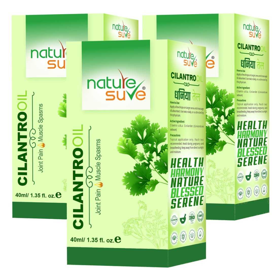 Nature Sure Cilantro Dhania Oil for Joint Pain and Muscle Spasms in Men & Women - 40ml