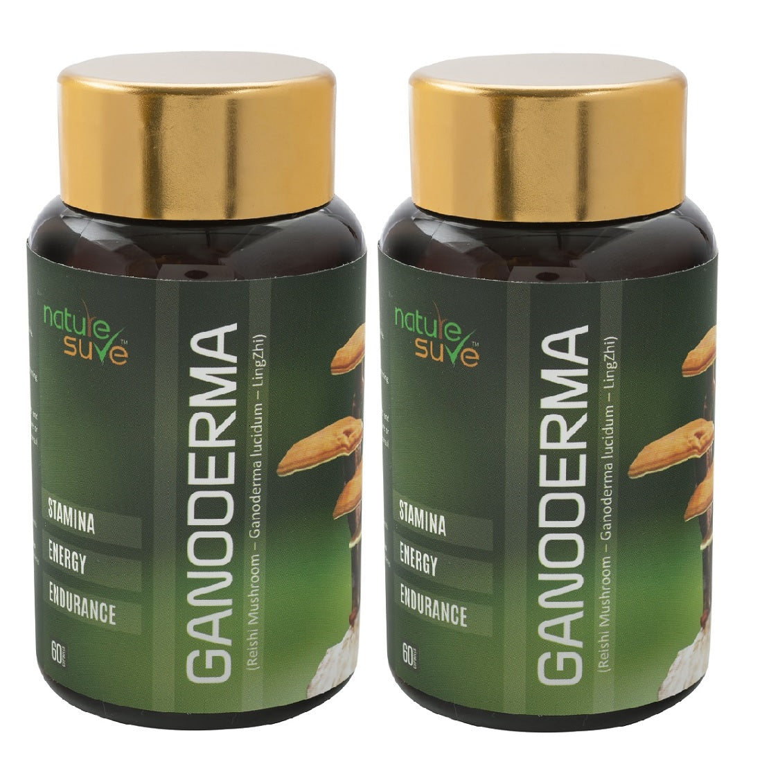 Nature Sure Ganoderma LingZhi Reishi Mushroom Capsules for Stamina & Endurance in Men & Women