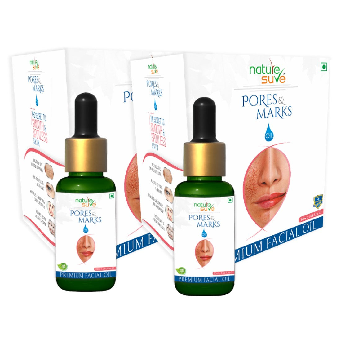 Nature Sure Pores and Marks Facial Oil with SPF 50 Sunscreen, Natural Skin Glow and Ultralight Face Care