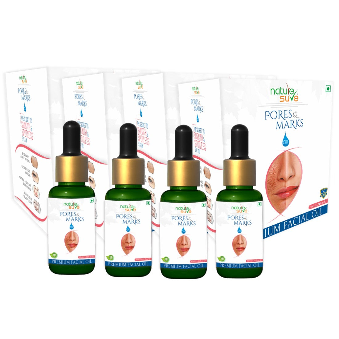 Nature Sure Pores and Marks Facial Oil with SPF 50 Sunscreen, Natural Skin Glow and Ultralight Face Care